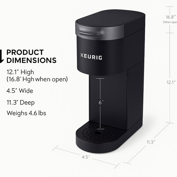 Keurig K-Mini Single Serve K-Cup Pod Coffee Maker, 6 to 12oz Brew size,  Black - Picture 2 of 4